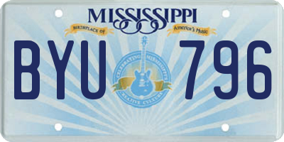 MS license plate BYU796