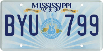 MS license plate BYU799