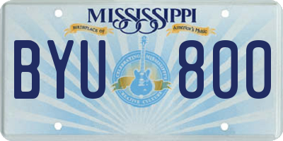 MS license plate BYU800