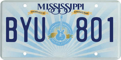MS license plate BYU801