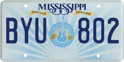 MS license plate BYU802