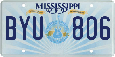 MS license plate BYU806