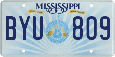 MS license plate BYU809