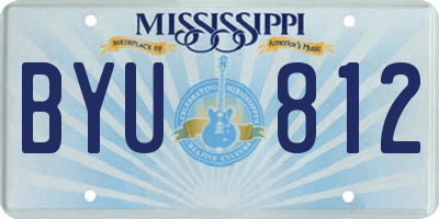 MS license plate BYU812