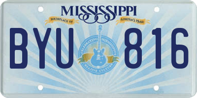 MS license plate BYU816