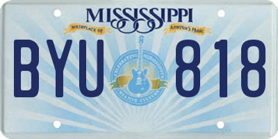 MS license plate BYU818