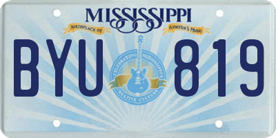 MS license plate BYU819