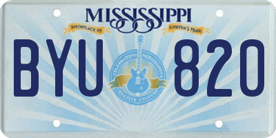 MS license plate BYU820