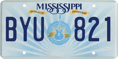 MS license plate BYU821