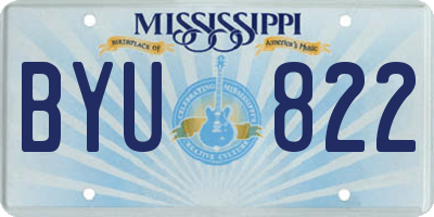 MS license plate BYU822