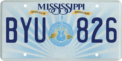 MS license plate BYU826