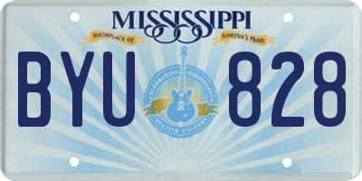 MS license plate BYU828