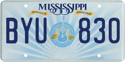 MS license plate BYU830