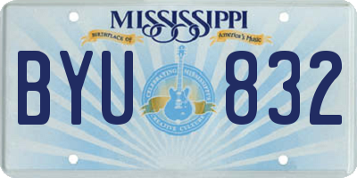 MS license plate BYU832