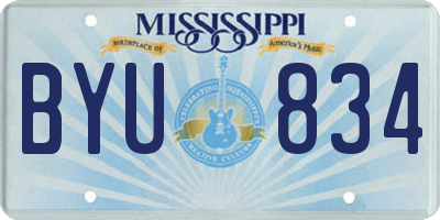 MS license plate BYU834