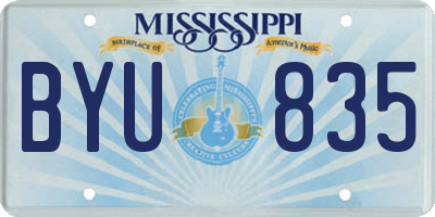 MS license plate BYU835