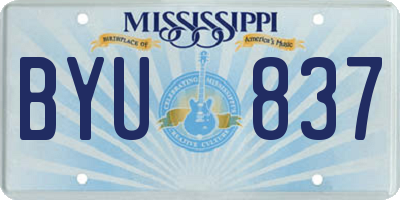 MS license plate BYU837