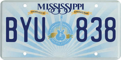 MS license plate BYU838