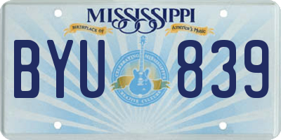 MS license plate BYU839
