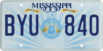 MS license plate BYU840