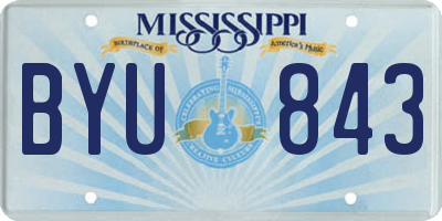 MS license plate BYU843