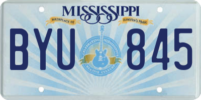 MS license plate BYU845