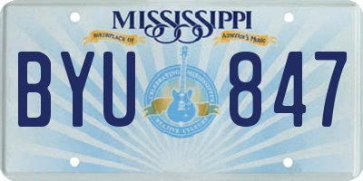 MS license plate BYU847