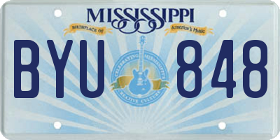 MS license plate BYU848