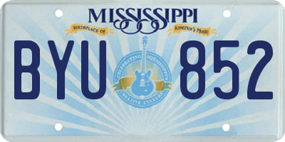 MS license plate BYU852