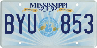 MS license plate BYU853