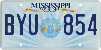 MS license plate BYU854