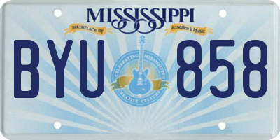 MS license plate BYU858