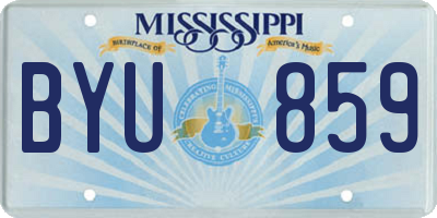 MS license plate BYU859