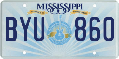 MS license plate BYU860