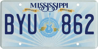 MS license plate BYU862