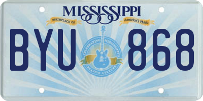 MS license plate BYU868