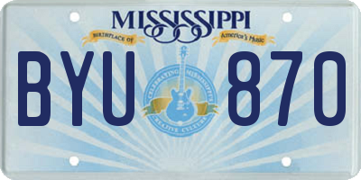 MS license plate BYU870