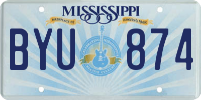 MS license plate BYU874
