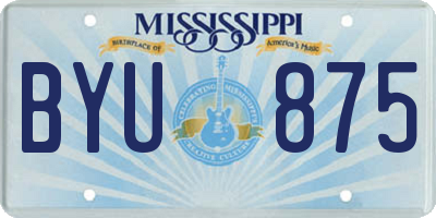 MS license plate BYU875