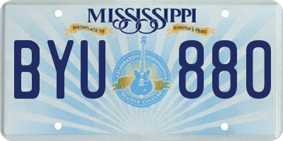 MS license plate BYU880