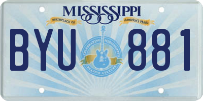 MS license plate BYU881