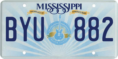 MS license plate BYU882