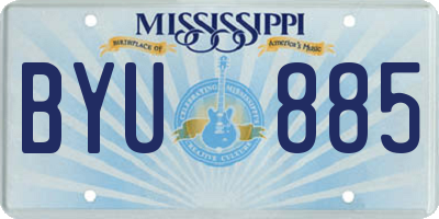 MS license plate BYU885