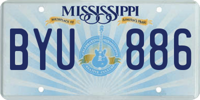 MS license plate BYU886