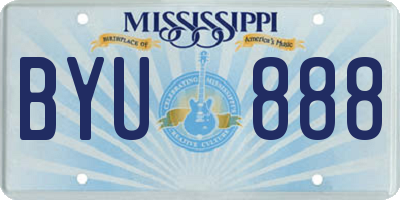 MS license plate BYU888