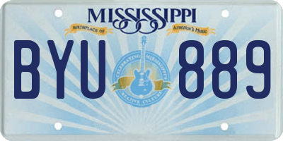 MS license plate BYU889