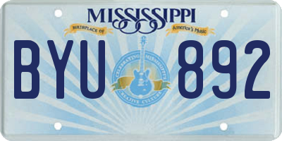 MS license plate BYU892