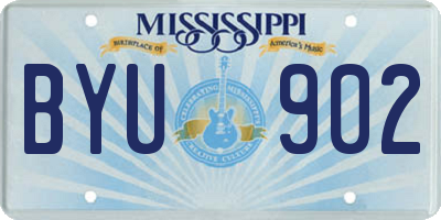 MS license plate BYU902