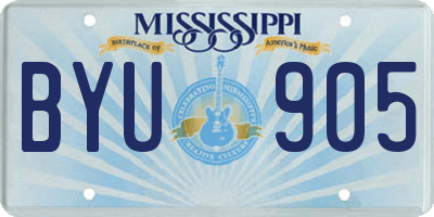 MS license plate BYU905