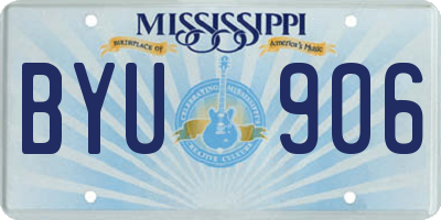 MS license plate BYU906